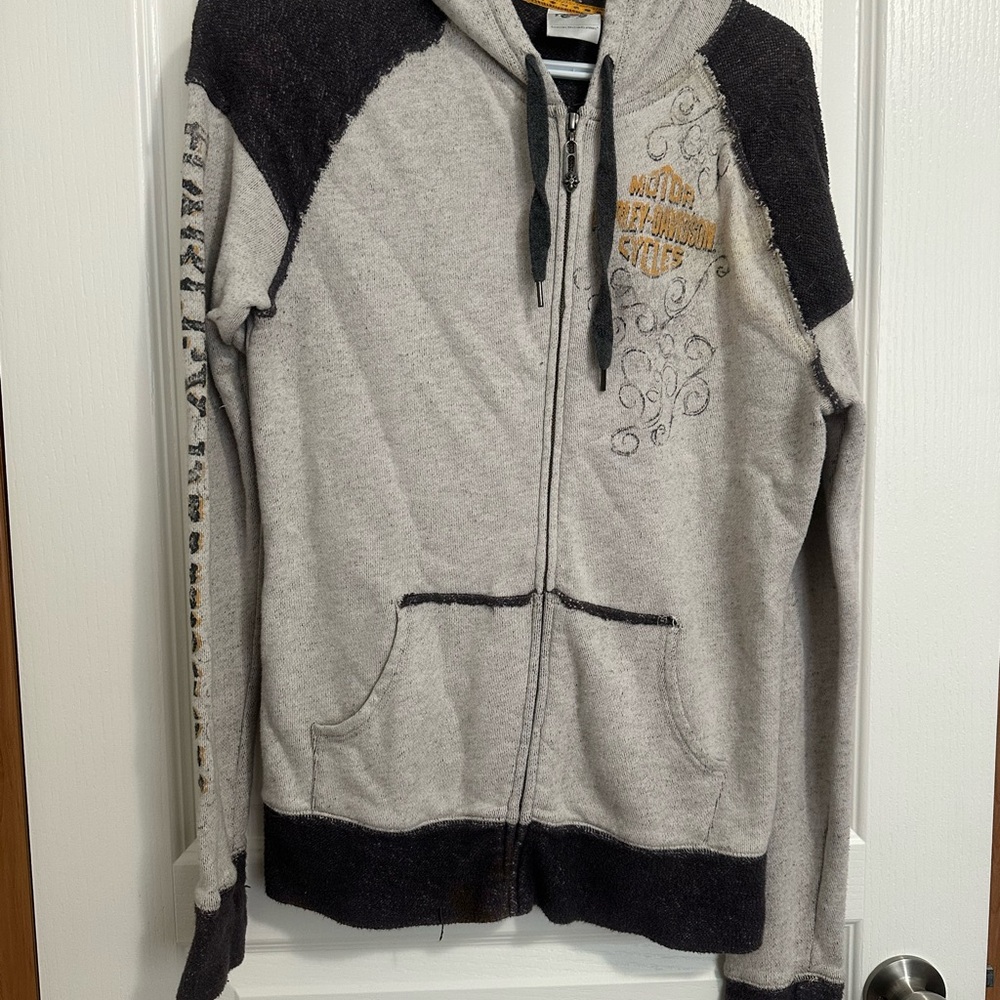 Harley-Davidson Gray and Gold Detail Hoodie